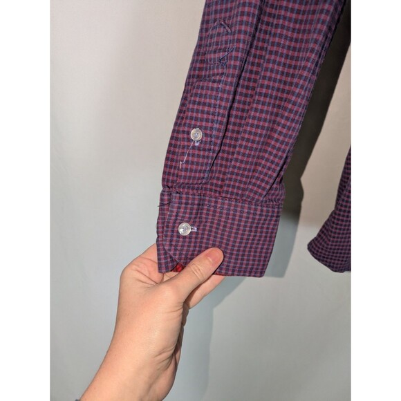 Tailorbyrd Button Down L Men's Purple Plaid Contrasting Cuffs Long Sleeve Preppy - Picture 3 of 9